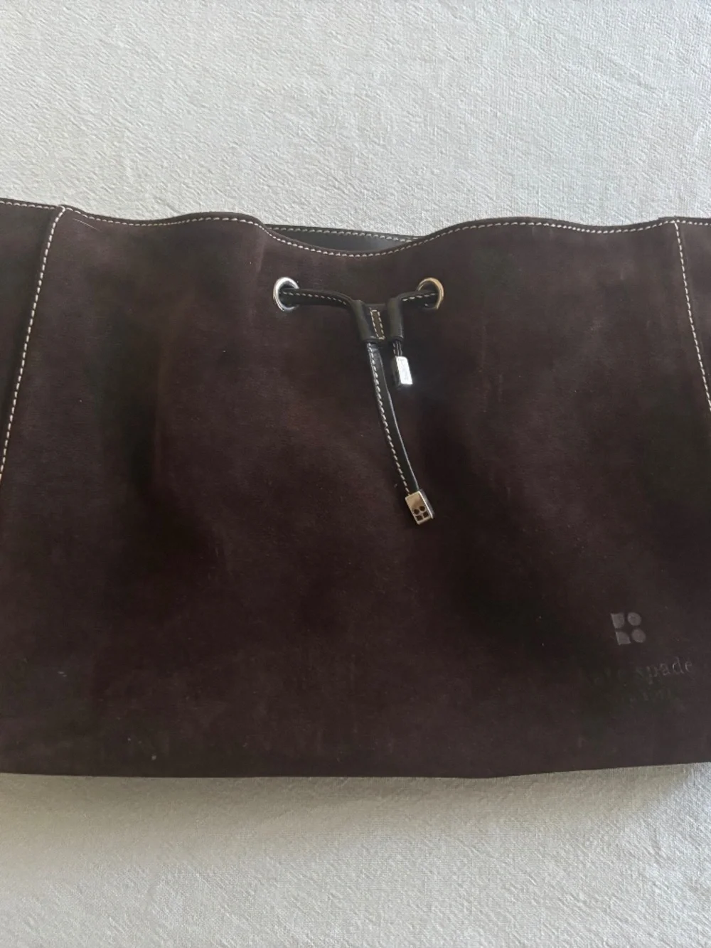 Kate Spade New York Made in Italy Brown Suede Leather Shoulder Tote Handbag